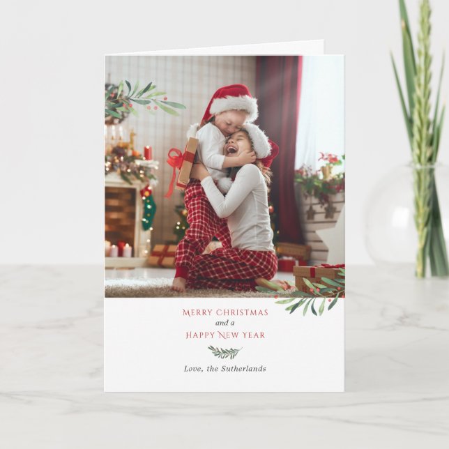 Tarjeta Festiva Nietos de fotografía familiares de navidades (Anverso)