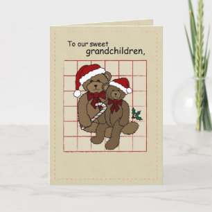 Tarjeta Festiva Nietos Navidades País Teddy Bears