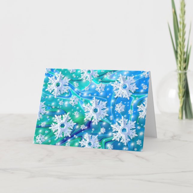 Tarjeta Festiva Nieve azul (Anverso)