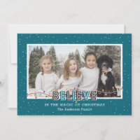 Nieve azul personalizado cree en la foto mágica