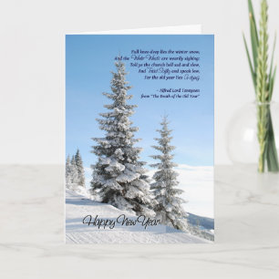 Tarjeta Festiva Nieve de Año Nuevo sobre el poema de Tennyson