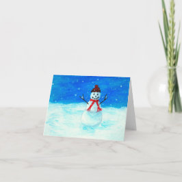 Tarjeta Festiva Nieve de arte en el paisaje de Snowman