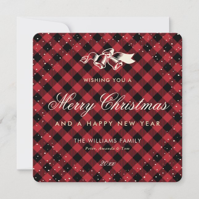 Tarjeta Festiva Nieve de búfalo rojo tradicional (Anverso)