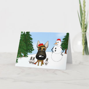 Tarjeta Festiva Nieve de invierno belga malinois