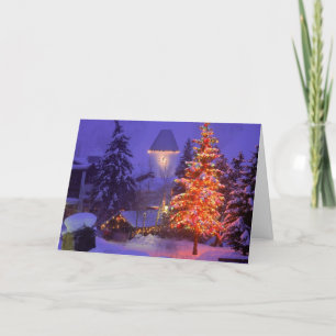 Tarjeta Festiva Nieve de invierno de las montañas