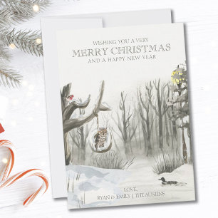 Tarjeta Festiva Nieve de mediados de invierno Naturaleza Bosque Na