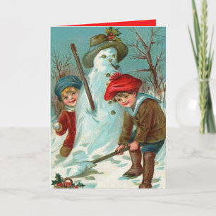 Tarjeta Festiva Nieve de muñeco de nieve