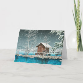 Tarjeta Festiva Nieve de Navidades japoneses