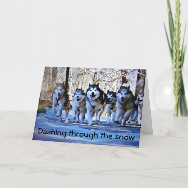 TARJETA FESTIVA NIEVE DE THRU DE DOSIFICACIÓN DE DOG SLED PARA NAV (Anverso)