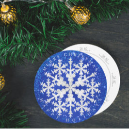Tarjeta Festiva Nieve en blanco azul