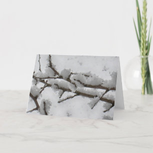 Tarjeta Festiva Nieve en rama de árbol