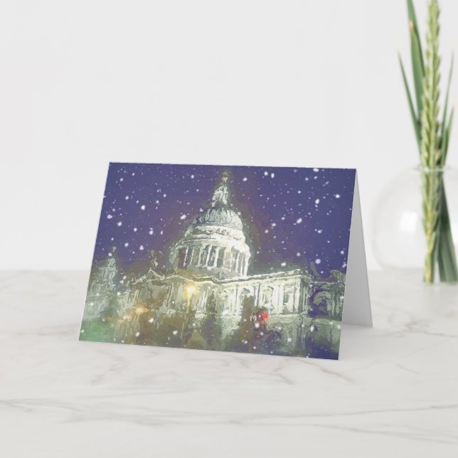 Tarjeta Festiva Nieve en St Pauls (Anverso)