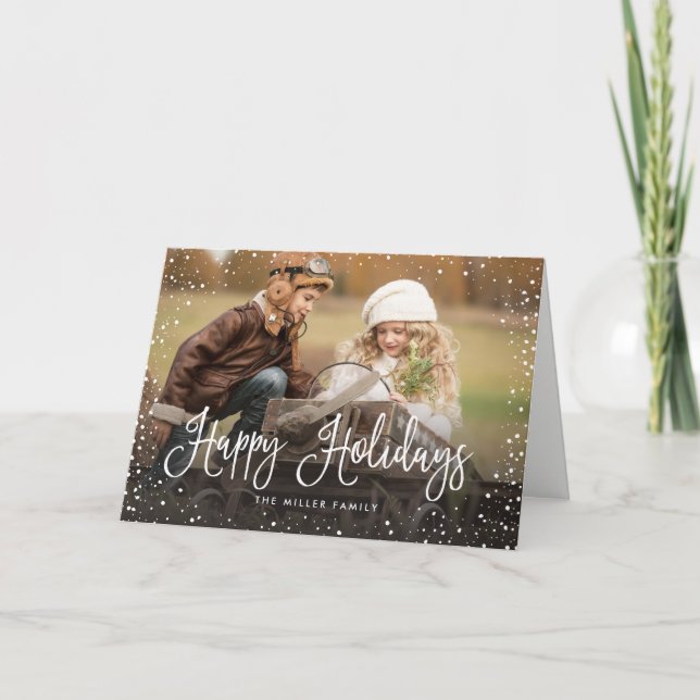Tarjeta Festiva Nieve feliz de vacaciones (Anverso)