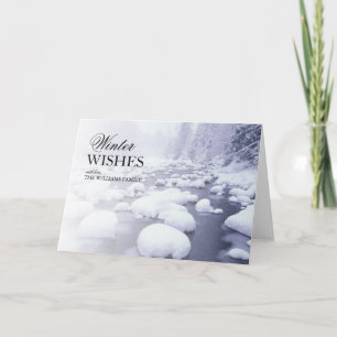 Tarjeta Festiva Nieve fresca que flota a lo largo del agua