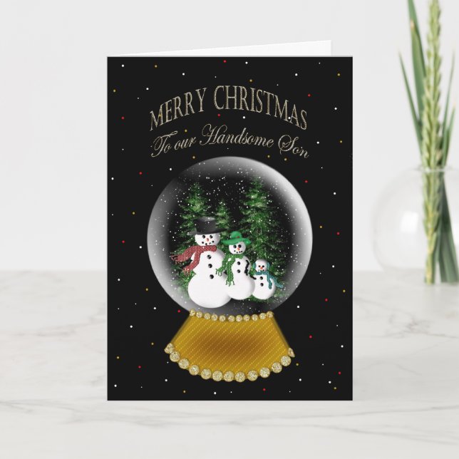 TARJETA FESTIVA NIEVE GLOBE - NAVIDADES - HIJO (Anverso)