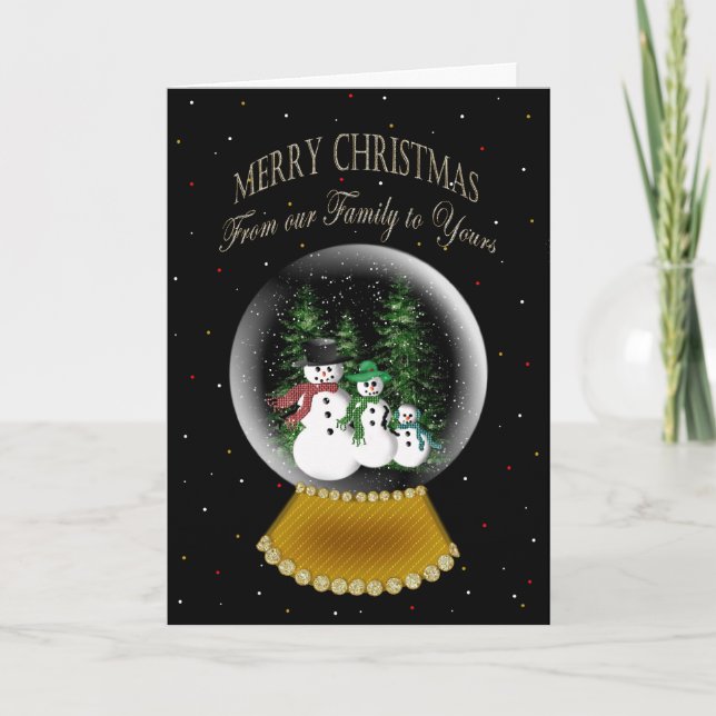 TARJETA FESTIVA NIEVE GLOBE - NAVIDADES - NUESTRA FAMILIA PARA LA  (Anverso)