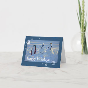 Tarjeta Festiva Nieve infantil ingenua nieve fría con copo de niev