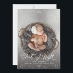Tarjeta Festiva Nieve nocturna silenciosa, foto completa<br><div class="desc">Celebra las vacaciones con esta tarjeta de fotos navideña de moda que incluye escritura moderna y nevada.</div>