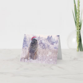 Tarjeta Festiva nieve púrpura Leonberger