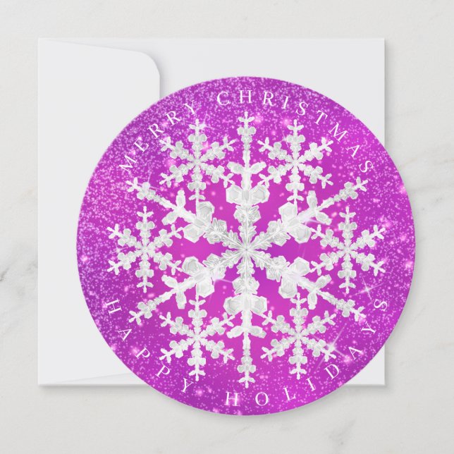 Tarjeta Festiva Nieve que filma blanco magenta (Anverso)