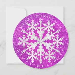 Tarjeta Festiva Nieve que filma blanco magenta
