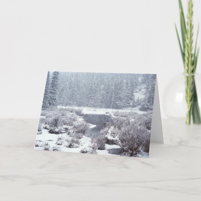 Tarjeta Festiva Nieve rocosa del invierno de Mtn (Anverso)