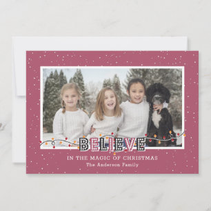Tarjeta Festiva Nieve rosa cree en la foto mágica