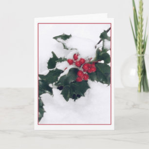 Tarjeta Festiva Nieve sobre Holly