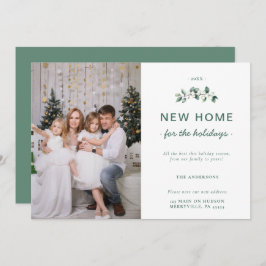 Tarjeta Festiva Nieve verde blanca tira una nueva foto de familia 
