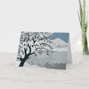 Tarjeta Festiva Nieve y montaña japonesas
