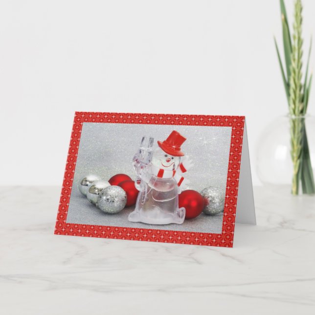 Tarjeta Festiva Nieves gorra Rojo (Anverso)