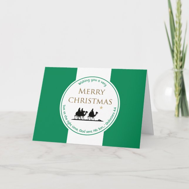 Tarjeta Festiva NIGERIA FLAG Tres sabios Navidades de las escritur (Anverso)