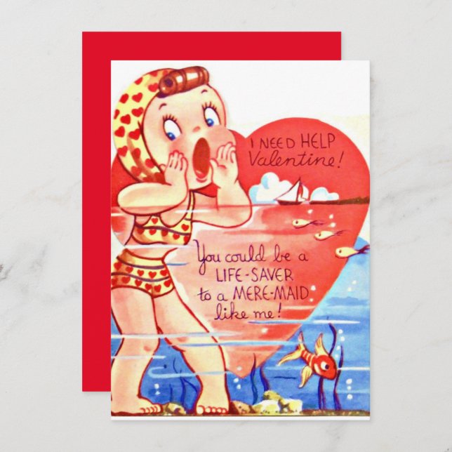 Tarjeta Festiva Niña Antigüa de San Valentín (Anverso / Reverso)