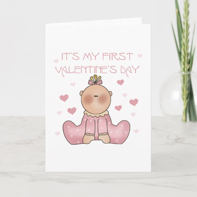 Tarjeta Festiva Niña bebé 1 El día de San Valentín (Anverso)