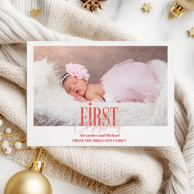Tarjeta Festiva Niña bebé moderna Primera foto de Personalizado de (Subido por el creador)