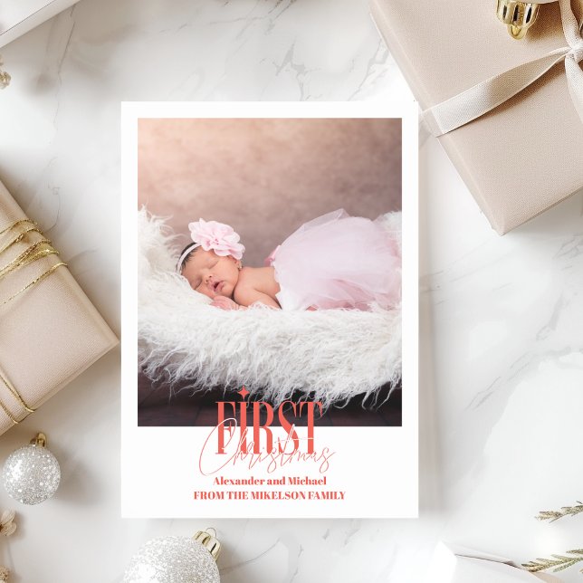Tarjeta Festiva Niña bebé moderna Primera foto de Personalizado de (Subido por el creador)