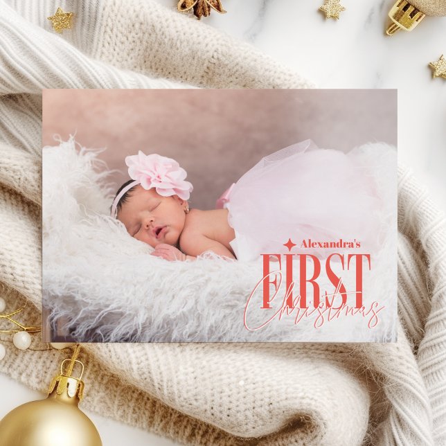 Tarjeta Festiva Niña bebé moderna Primera foto de Personalizado de (Subido por el creador)