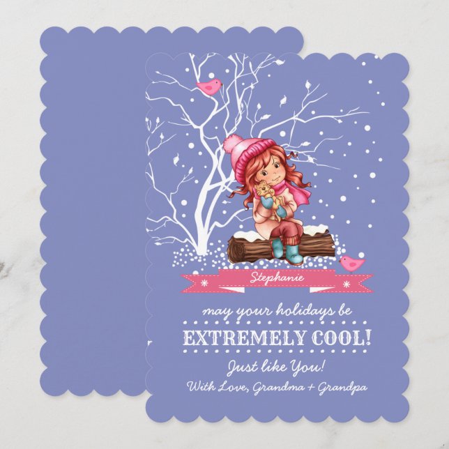 Tarjeta Festiva Niña pequeña y gitana | Nombre personalizado (Anverso / Reverso)