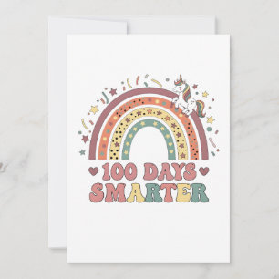 Tarjeta Festiva Niñas Unicornio 100 Días Más Inteligentes 100º Día