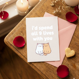 Tarjeta Festiva Nine Lives Cats Cute Valentine Card for Him Her