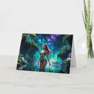 Tarjeta Festiva Ninfa de Agua del Lago Galáctico