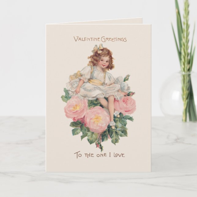 Tarjeta Festiva Niño bonito, Rosas y saludo de San Valentín (Anverso)