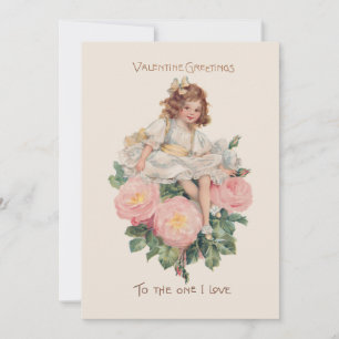 Tarjeta Festiva Niño bonito, Rosas y saludo de San Valentín