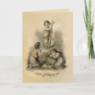 Tarjeta Festiva Niño de la época Jesús cruza con niños Religiosos