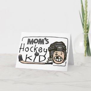 Tarjeta Festiva Niño del hockey de la mamá