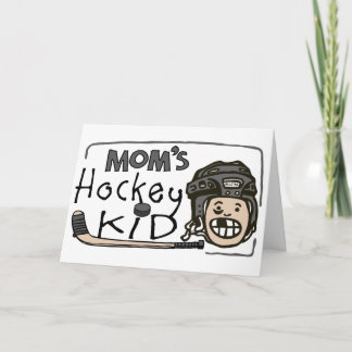 Tarjeta Festiva Niño del hockey de la mamá