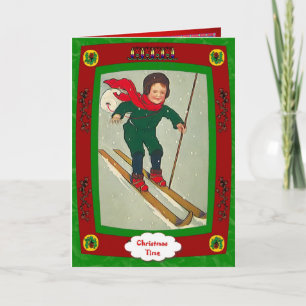 Tarjeta Festiva Niño en esquís