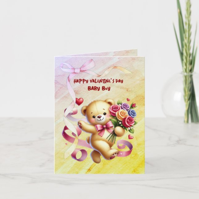 Tarjeta Festiva Niño feliz Día de San Valentín (Anverso)