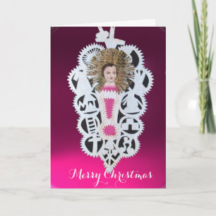 Tarjeta Festiva Niño Jesús, Navidades antiguos tallando papel