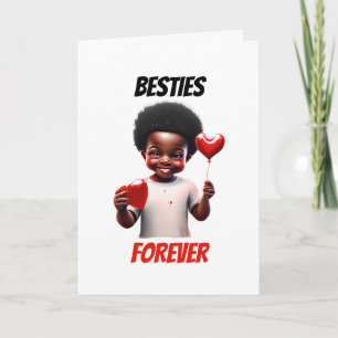 Tarjeta Festiva Niño Melanin se aburre para siempre niños de coraz
